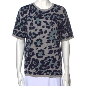 Derek Lam Animal Print Crew Neck Sweater